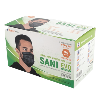 Медицинска маска SANI EVO BLACK - TYPE IIR - 50 бр. - 1