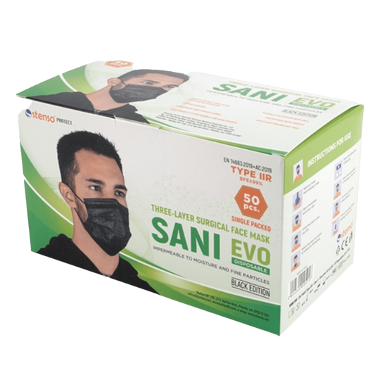 Mască medicală SANI EVO NEAGRĂ - TYPE IIR - 50 buc. - 1