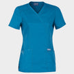 Tunică medicală de damă CHEROKEE WRAP CARIBBEAN BLUE WWE610 - 1