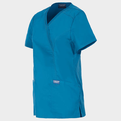 Tunică medicală de damă CHEROKEE WRAP CARIBBEAN BLUE WWE610 - 3