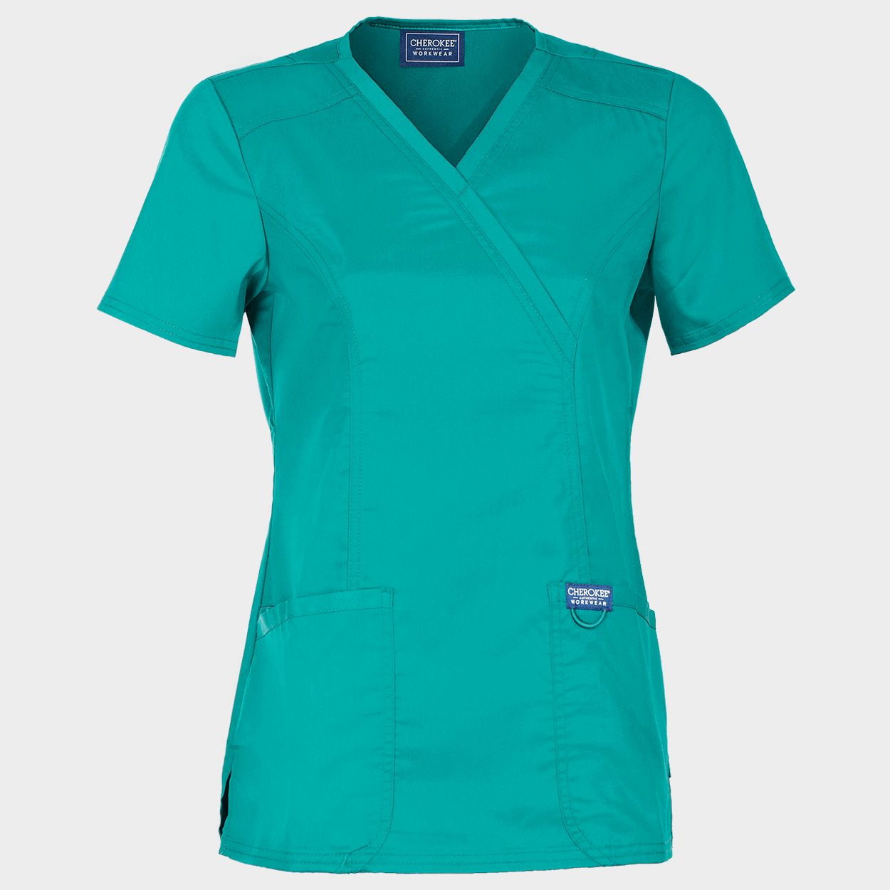 Women's medical tunic CHEROKEE WRAP TEAL BLUE WWE610 - 1