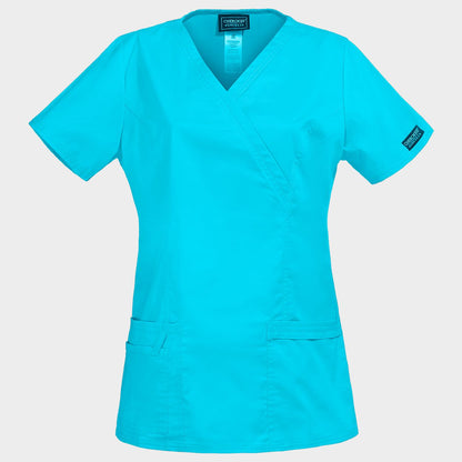 Women's medical tunic CHEROKEE WRAP TURQUOISE WWE4728 - 1