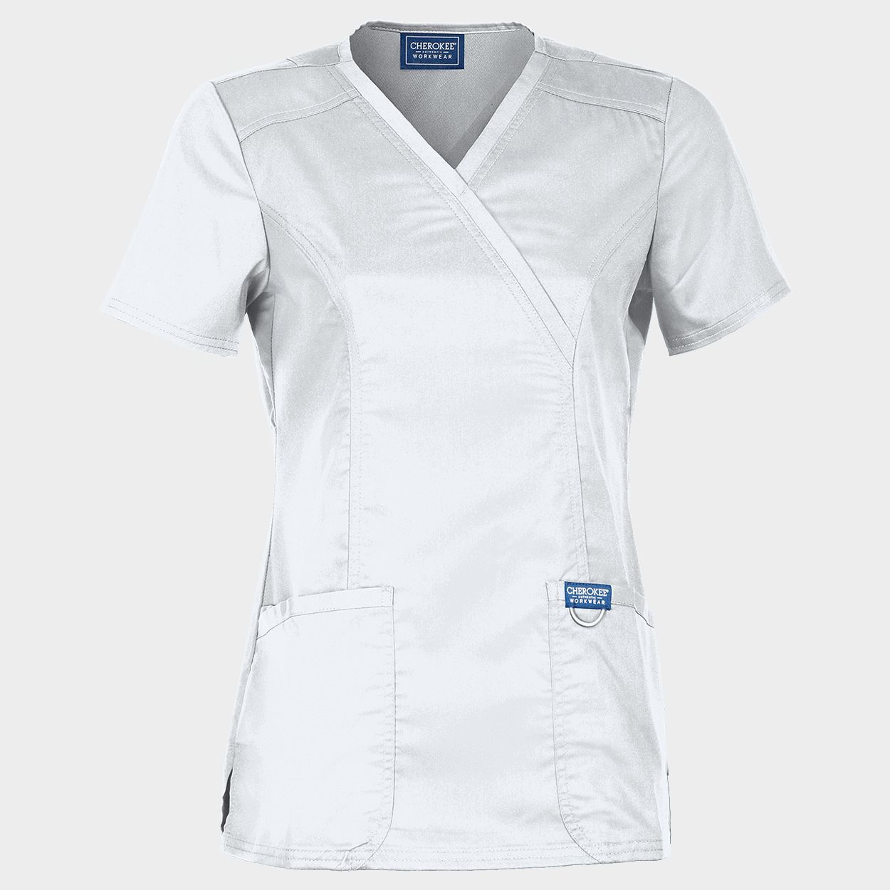 Tunică medicală de damă CHEROKEE WRAP ALB WWE610 - 1