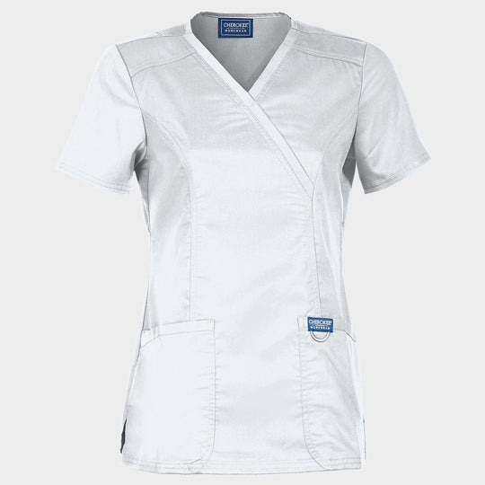 Tunică medicală de damă CHEROKEE WRAP ALB WWE610 - 1