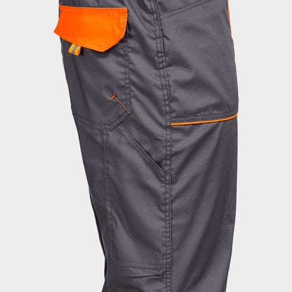 Pantaloni de salopete PRISMA LIGHT STRETCH GRI/PORTOCALIU - 6