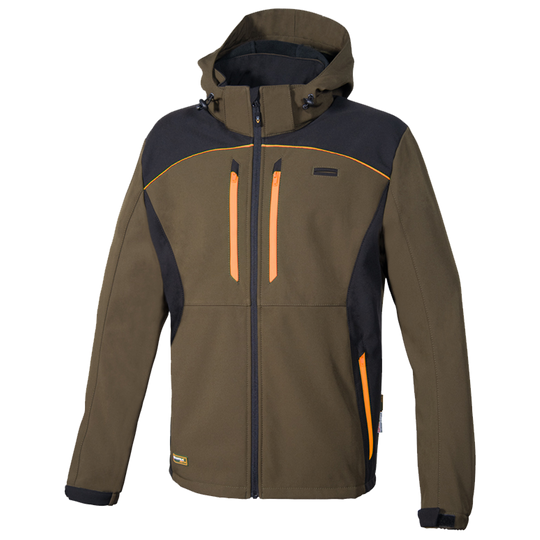 Work jacket KLARBO SOFTSHELL WINTER BROWN/BLACK/ORANGE