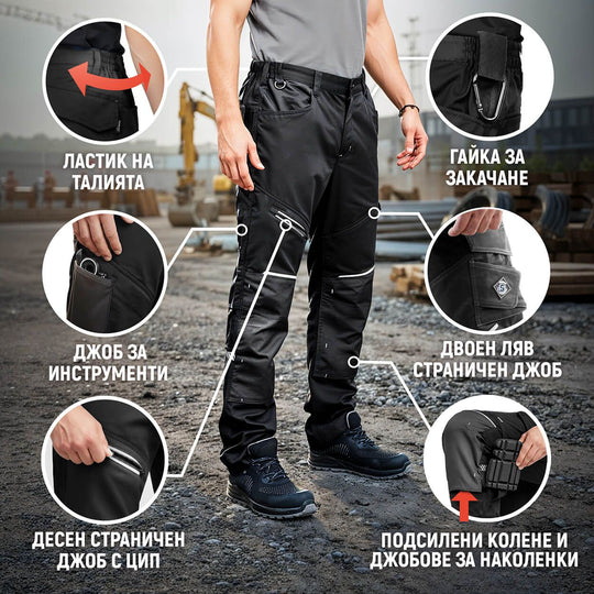 Pantaloni de lucru REVOLT 4STRETCH NEGRU/GRI ÎNCHIS/GRI - 2